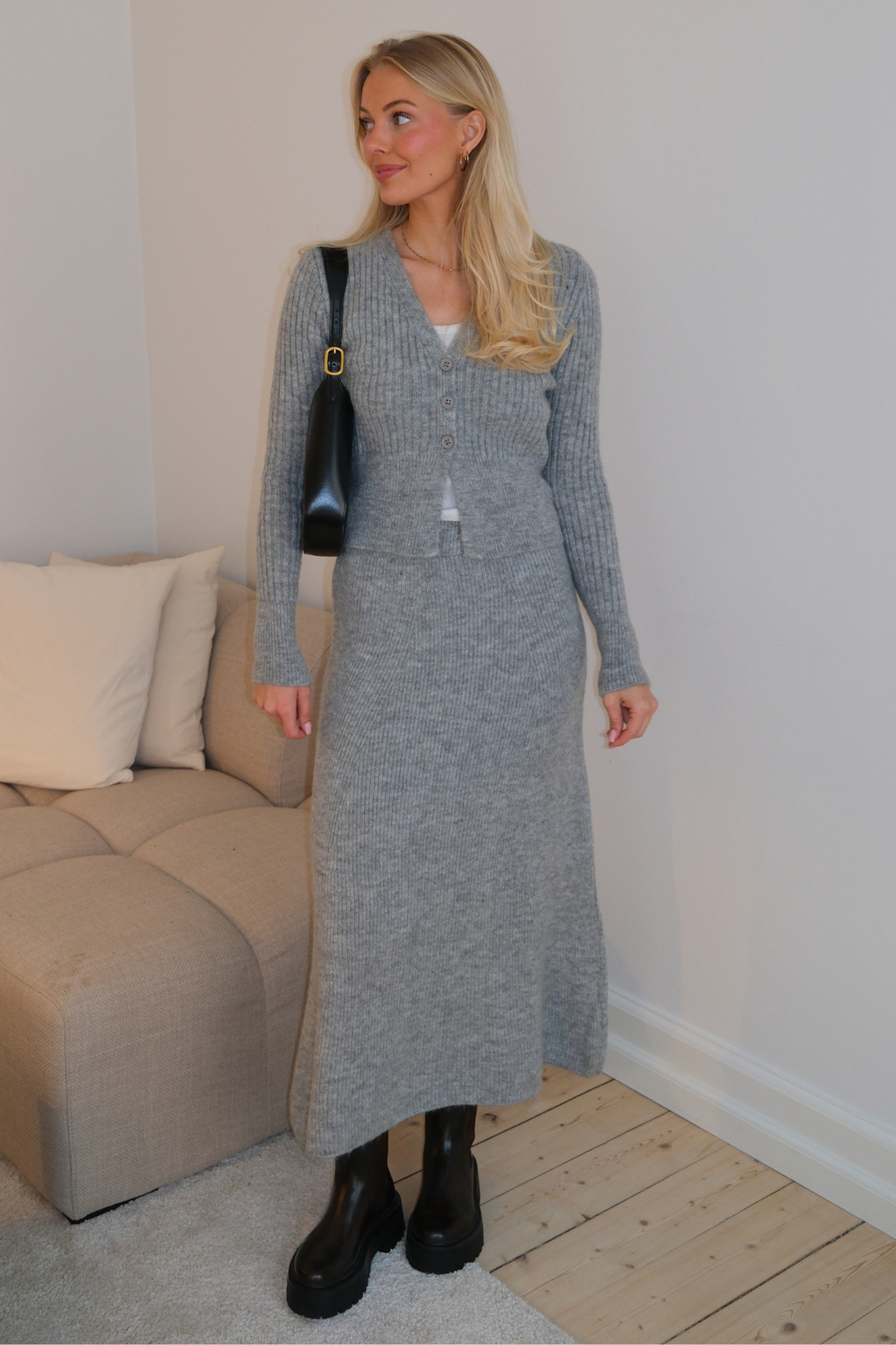 Nova Tie Blouse Knit - Grå