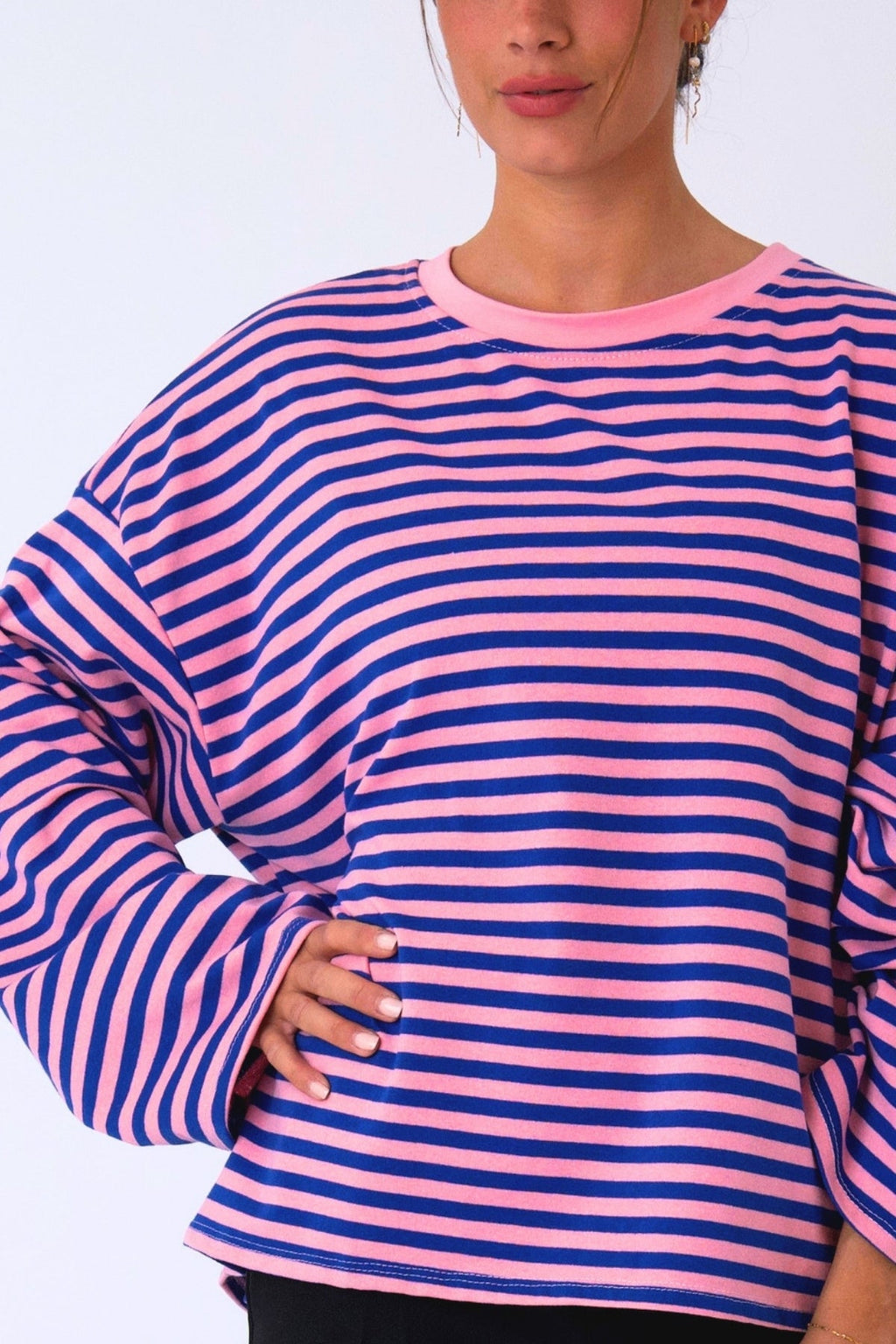 Cleo Bluse - Blå/Rosa