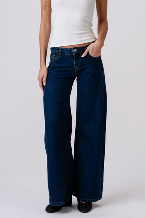 Bianca Jeans med Lavt Liv - Medium Blue