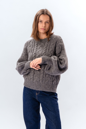 Emma Cable Knit - Mellomgrå