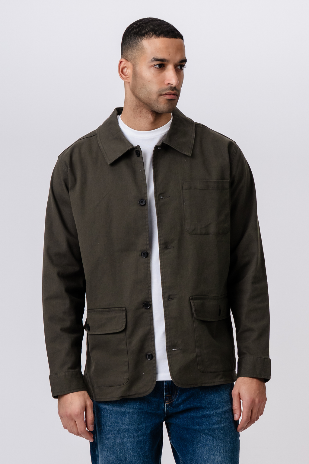 Twill Skjortejakke - Mørk Olive