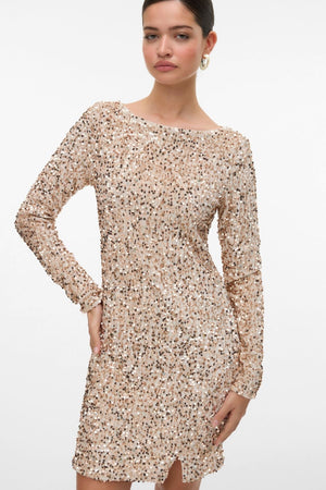 Bella Kort Kjole - Pumice Stone Champagne