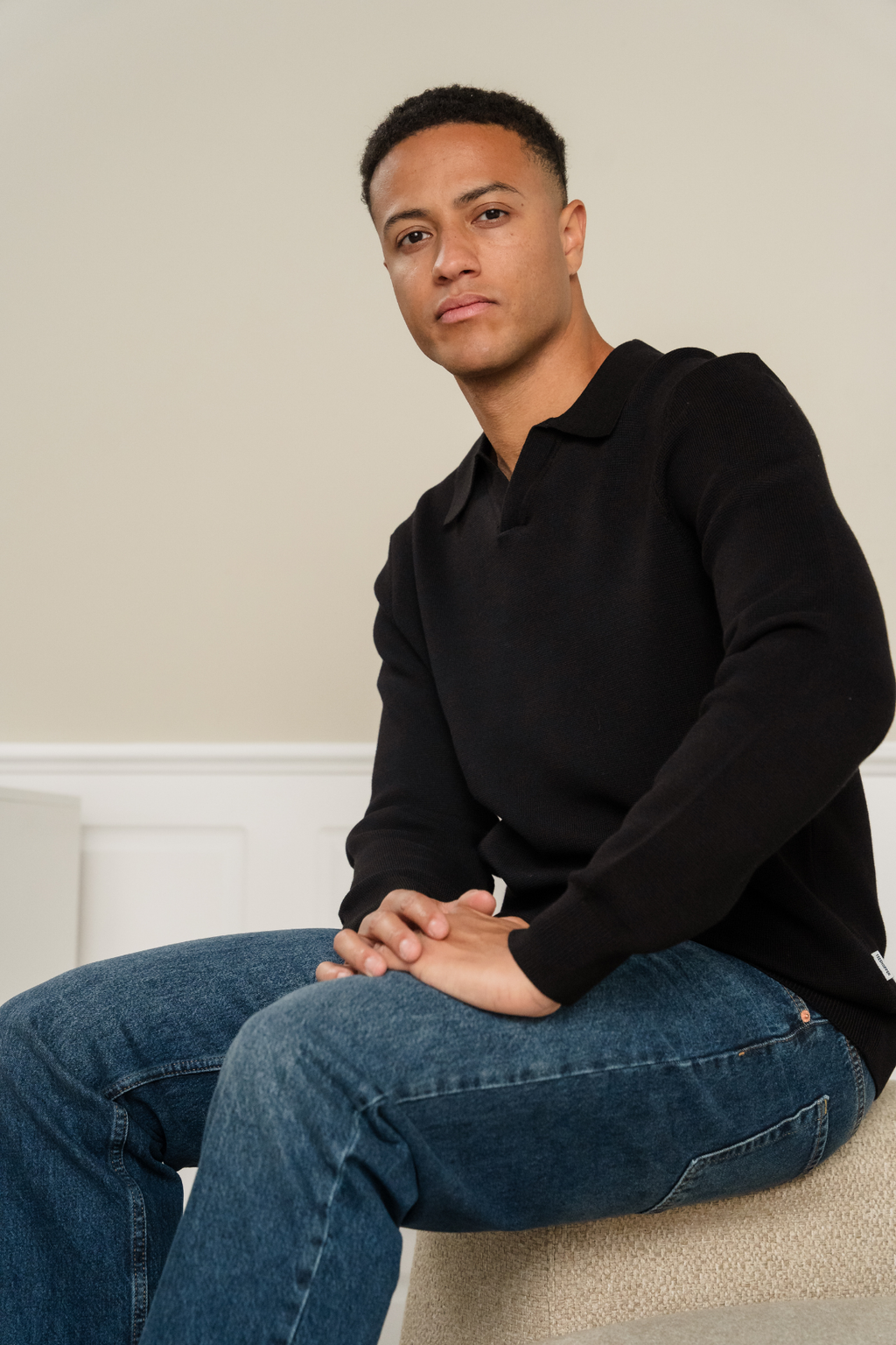 Samuel Strikket Polo - Svart