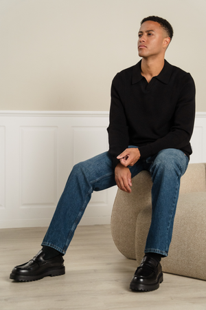 Samuel Strikket Polo - Svart