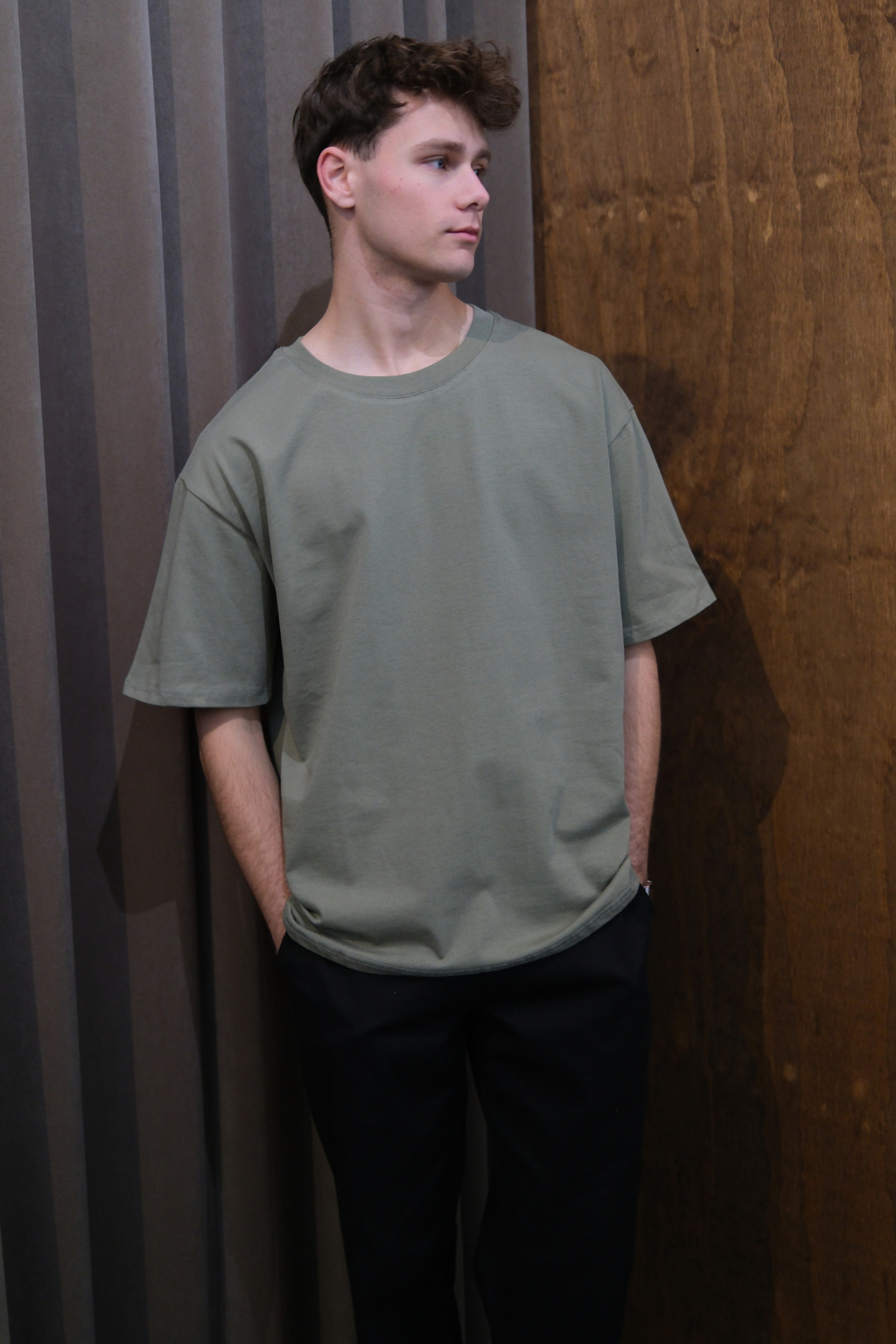 Kraftig Boxfit T-skjorte - Oliven