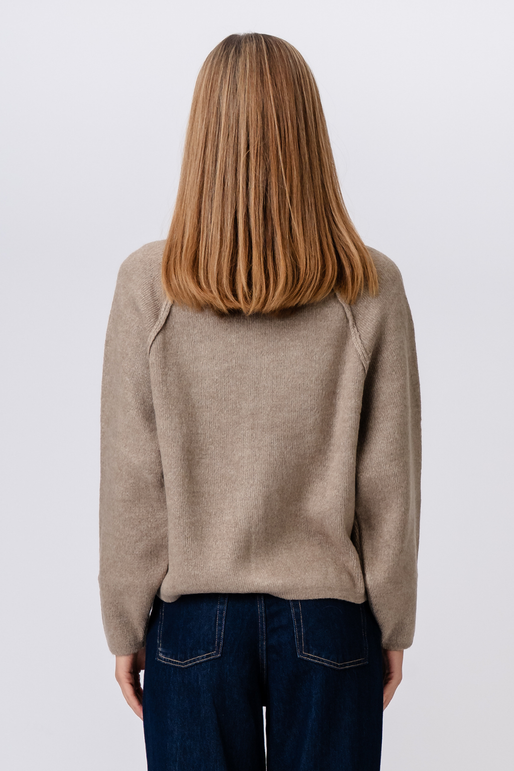 Selma Strikkegenser med Glidelås - Beige