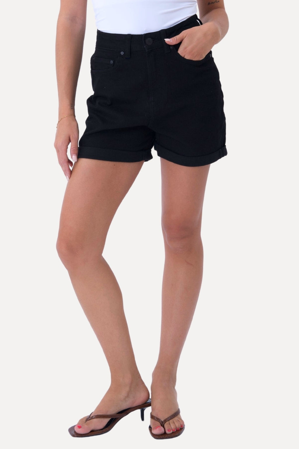 Denim Shorts - Black Denim