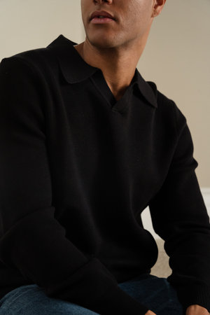 Samuel Strikket Polo - Svart