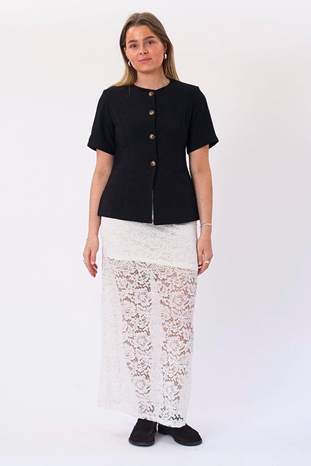 Amara Lace Maxi Skjørt - Hvit