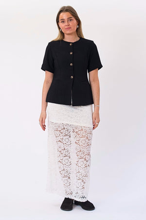 Amara Lace Maxi Skjørt - Hvit