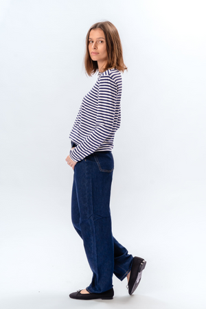 Stripped Langermet Slim Fit - Blå