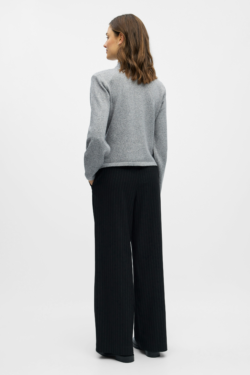 Zari Strikkecardigan - Medium Grey Melange