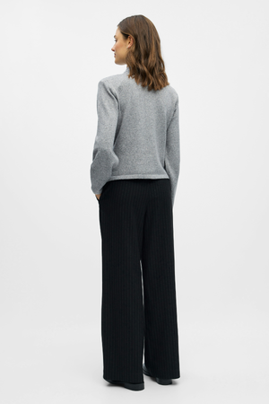 Zari Strikkecardigan - Medium Grey Melange