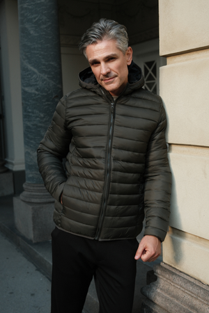 Hooded Light Puffer Jakke - Olive