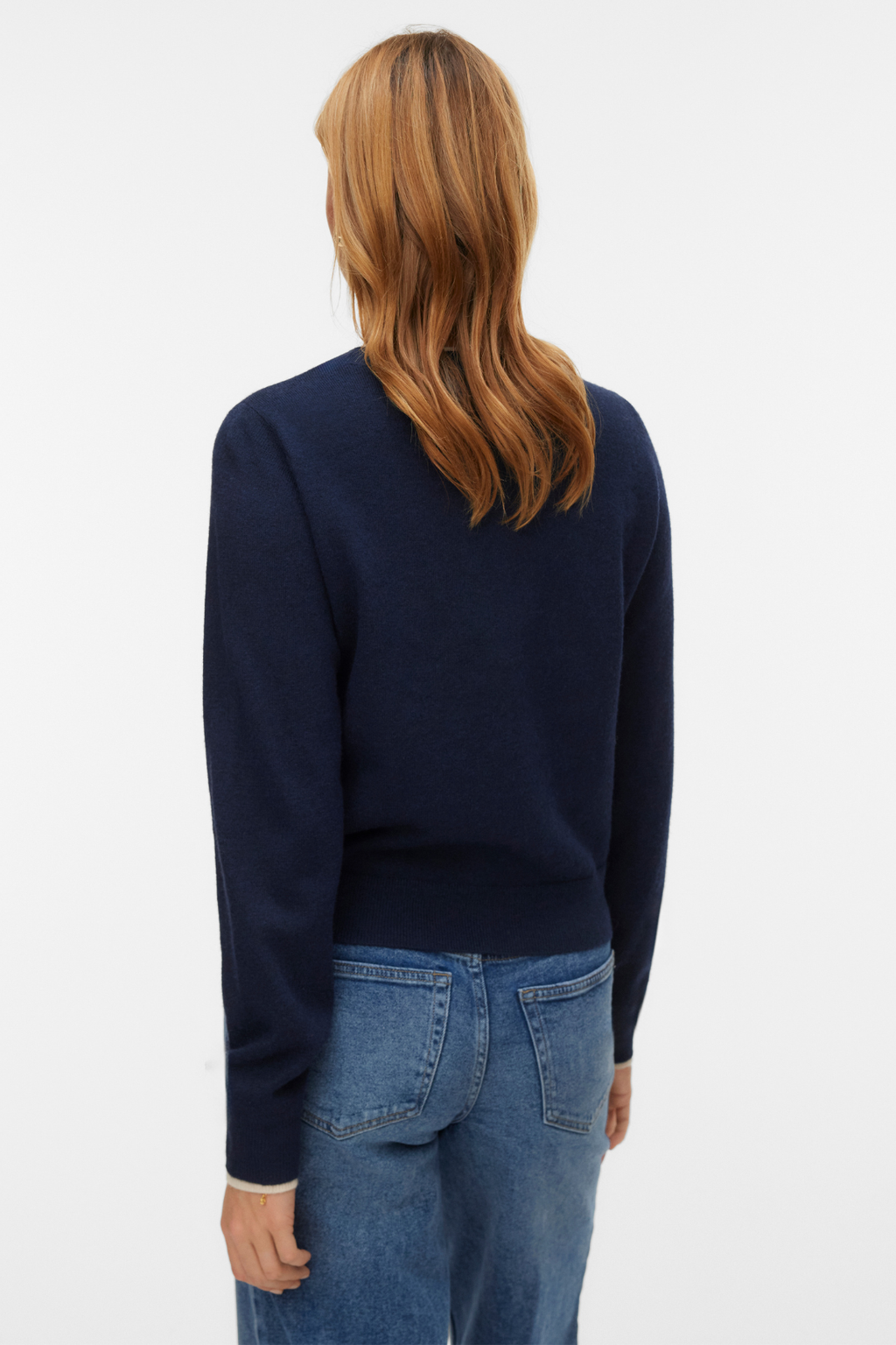 Nydelig O-hals Cardigan - Navy Blazer m. Birch