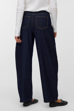Kaitlin Wide Barrel Jeans - Mørk Blue Denim
