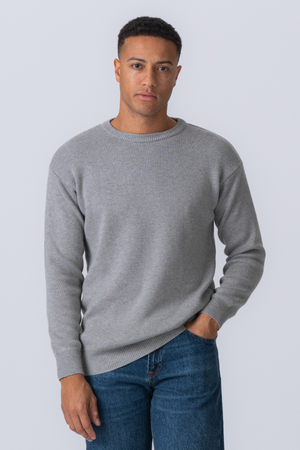 Crewneck Knit Sweater - Lys Grå