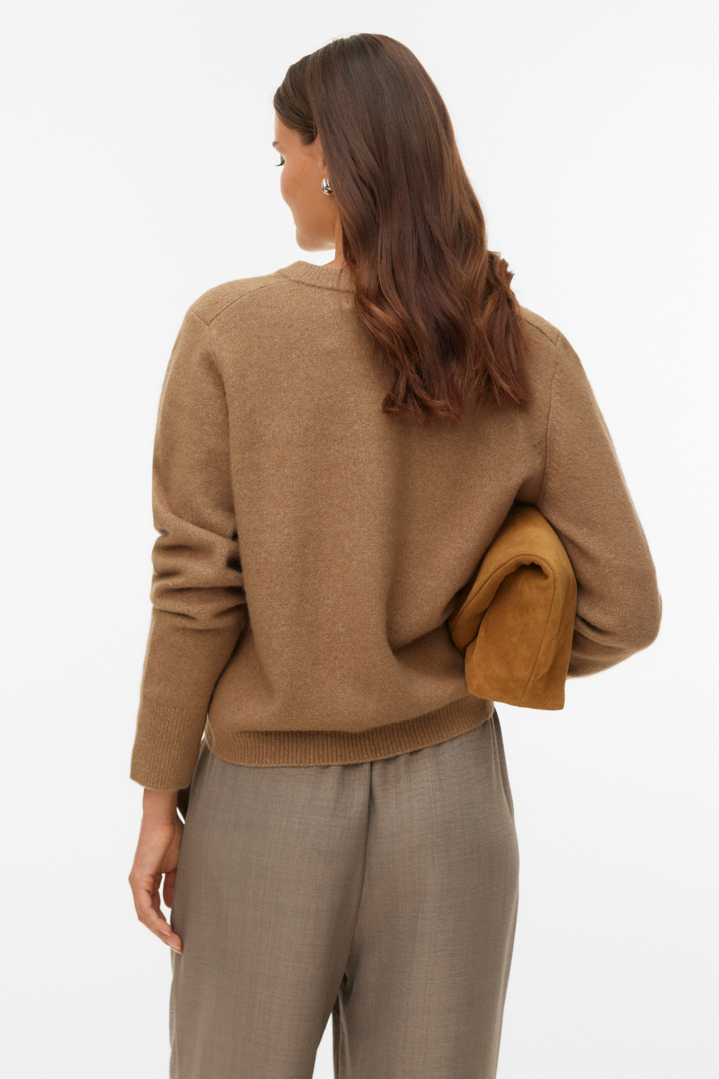 Fiona Kort Cardigan med Knapper - Silver Mink Melange