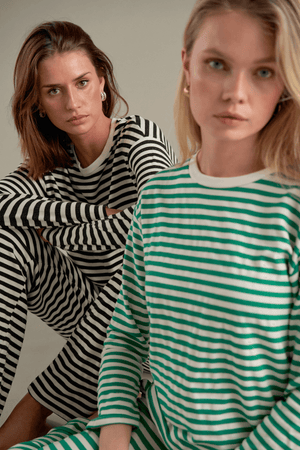 Stripete Langermet Slim Fit - Sort