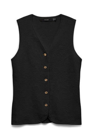 Silvia V-hals vest - Sorte-gull knapper