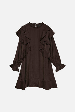 Lizzi Kort Flounce Kjole - Chocolate Torte