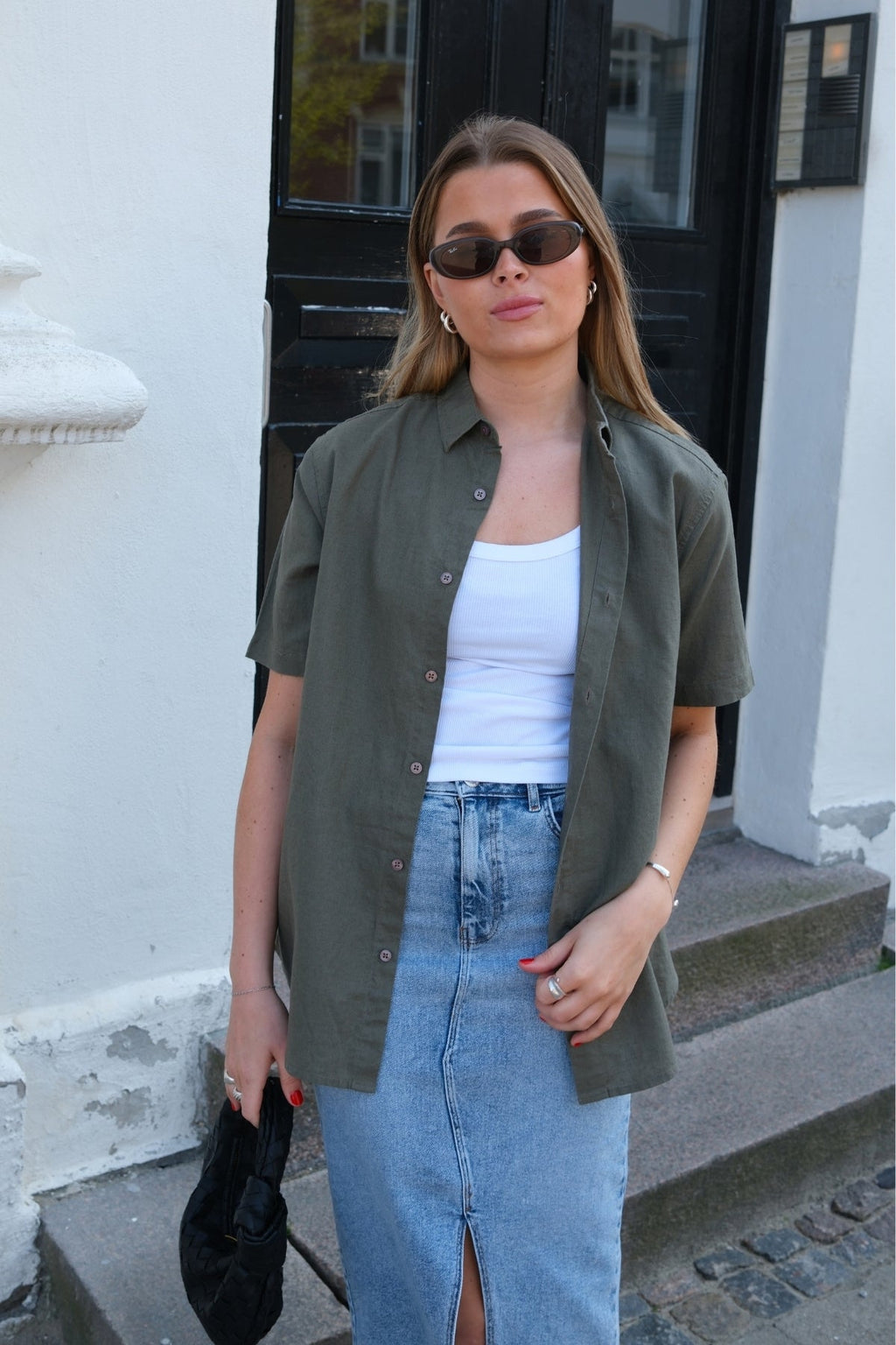 Kortermet Linskjorte - Army