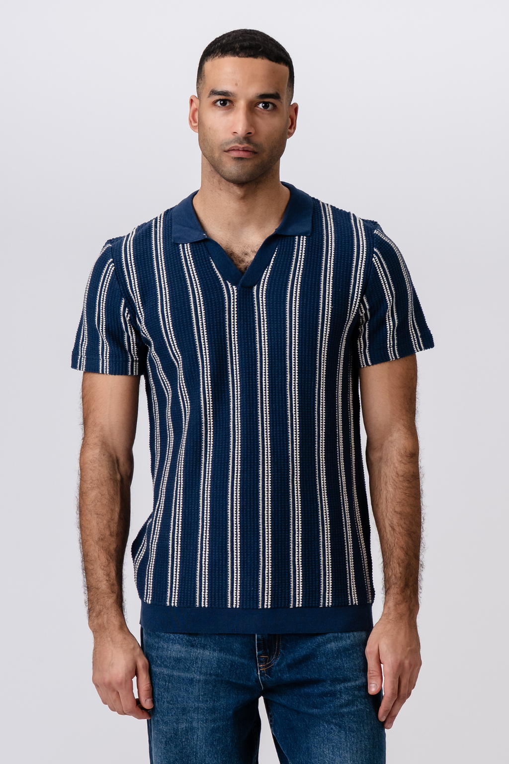 Stripet Pullover - Blå