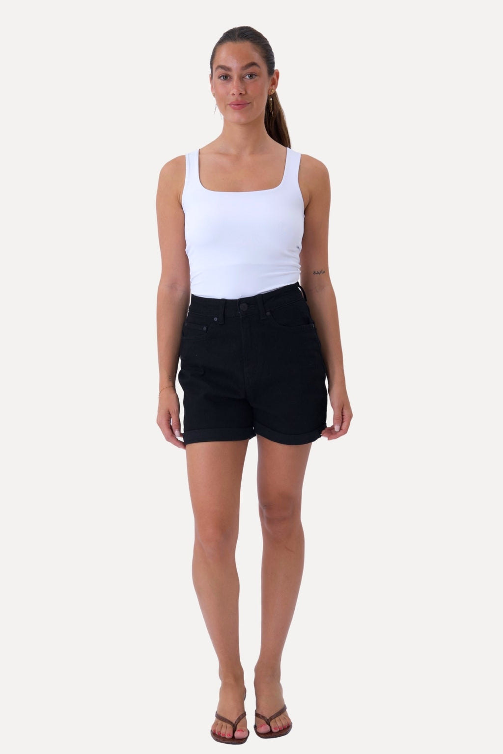 Denim Shorts - Black Denim