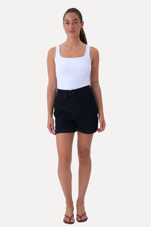 Denim Shorts - Black Denim