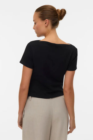 Mille Boatneck Kort Topp - Sort