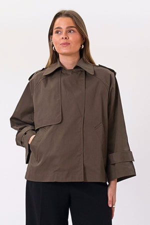 Elara Short Trenchcoat - Brun
