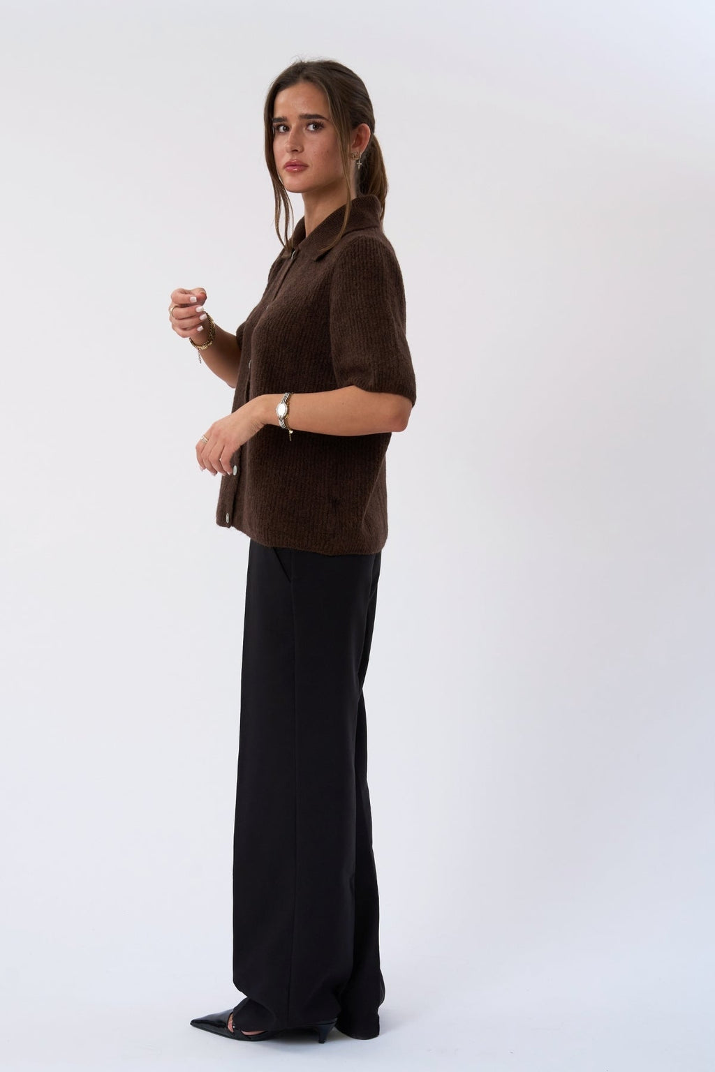Alba Polo Knit - Chocolate