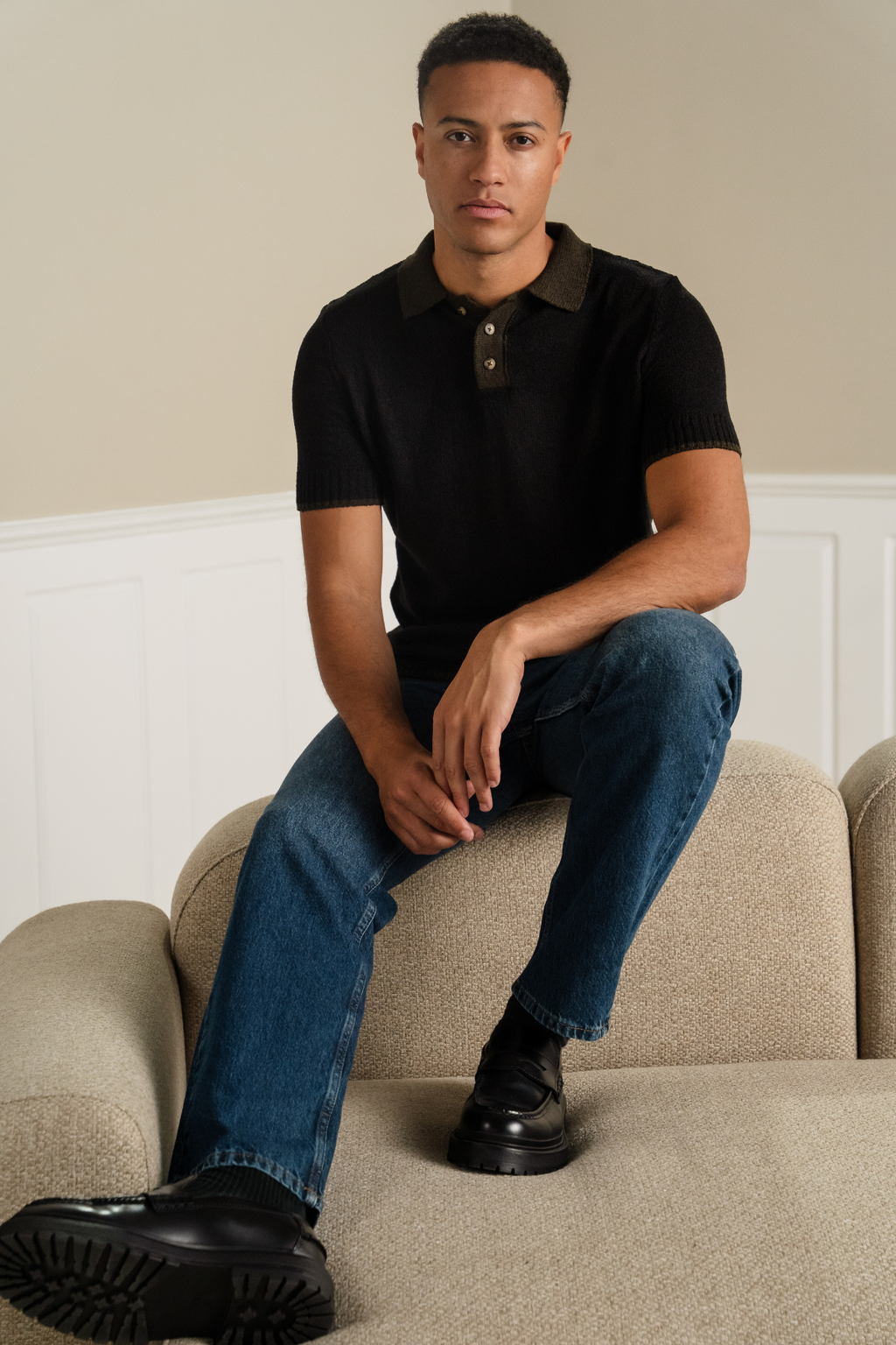 Strikket Polo - Brun