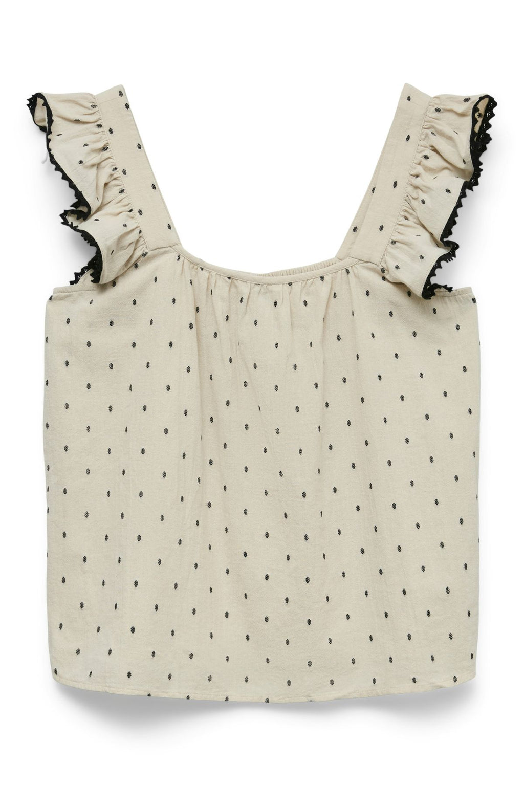 Pretty Dobby Topp - Oatmeal Black Dobby