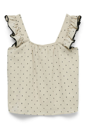 Pretty Dobby Topp - Oatmeal Black Dobby