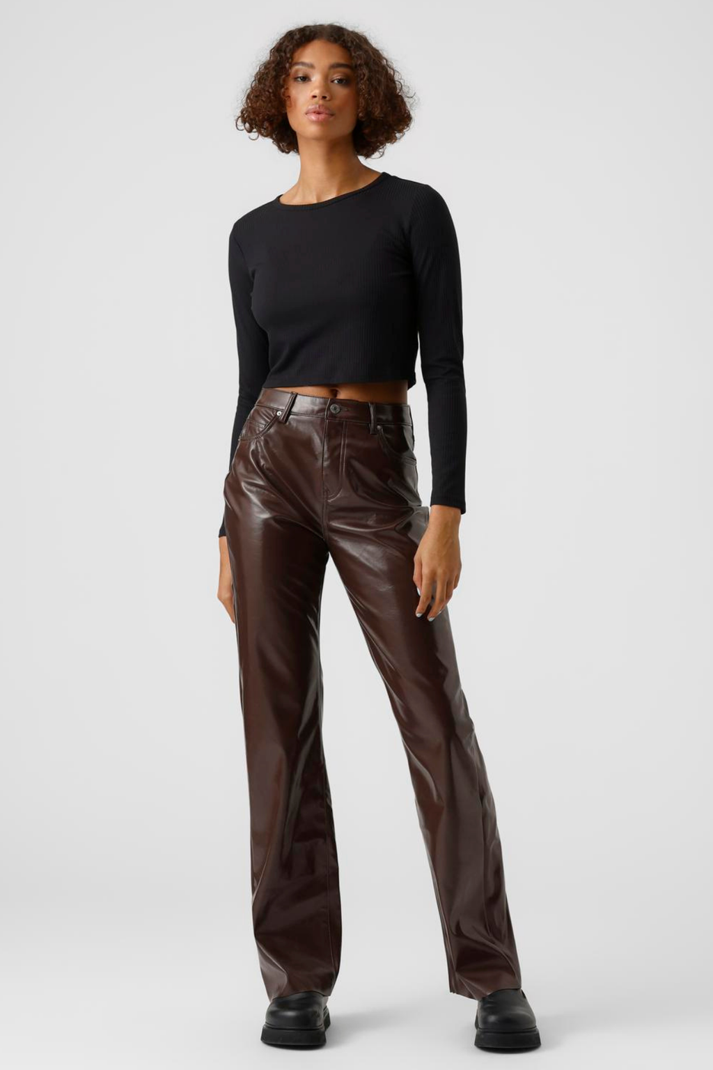 Kithy Loose Glossy Bukser - Coffee Bean