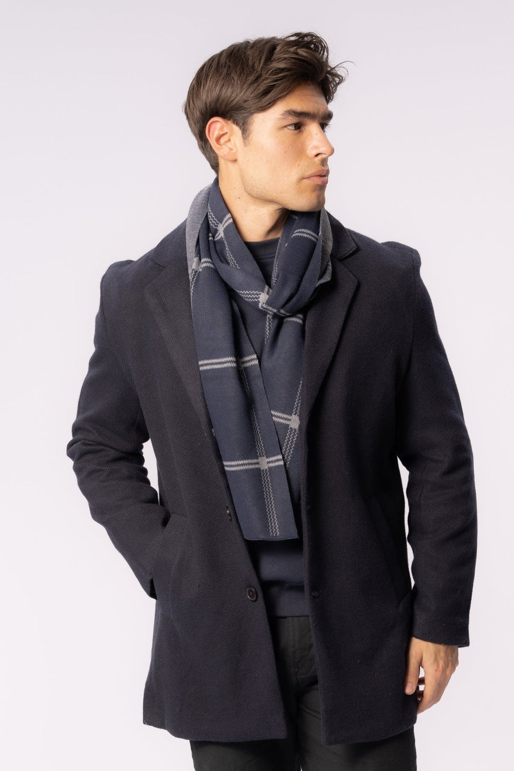 Skjerf - Marineblå Striper - Herre