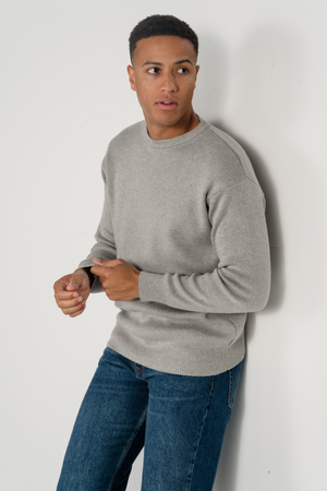 Crewneck Knit Sweater - Lys Grå