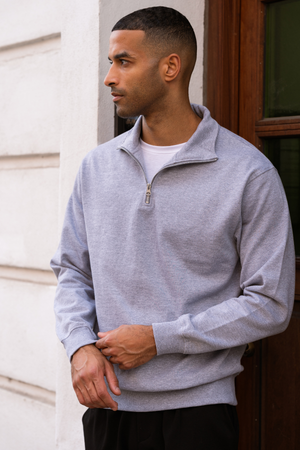 Sweatshirt Half Zip - Grå