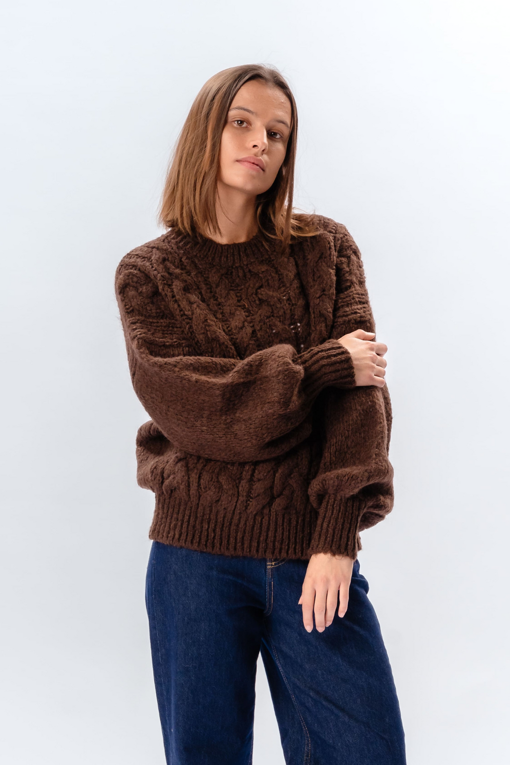 Emma Cable Knit - Sjokolade