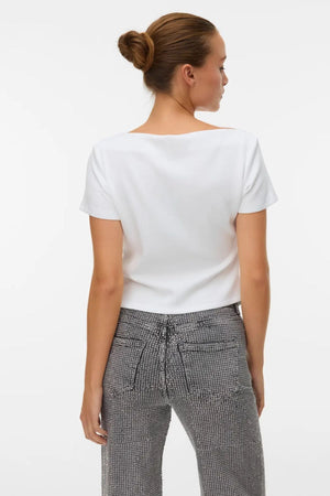 Mille Boatneck Short Top - Hvit