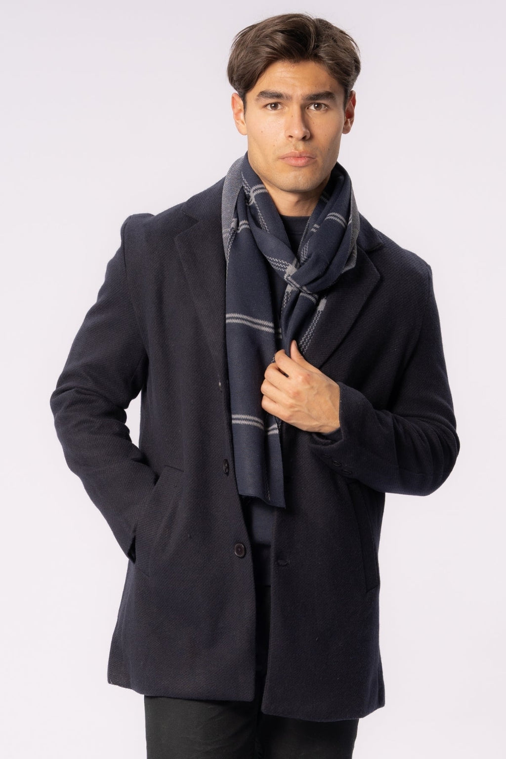 Skjerf - Marineblå Striper - Herre