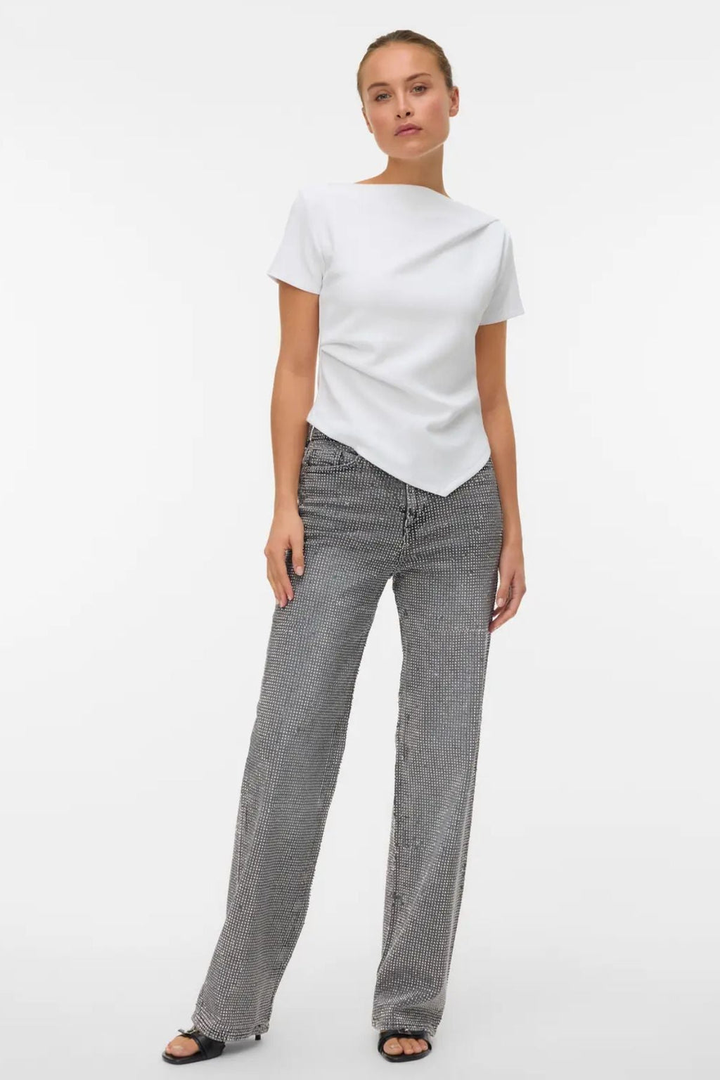 Mille Boatneck Short Top - Hvit