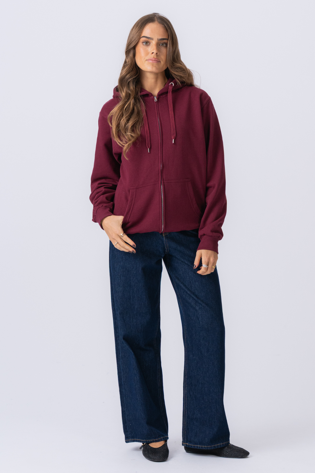 Basic zip hoodie - Bordeaux