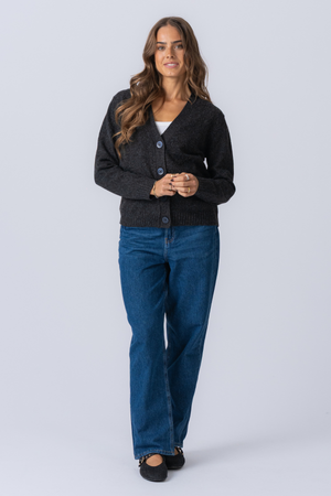 Strikket Cardigan - Mørk Grå