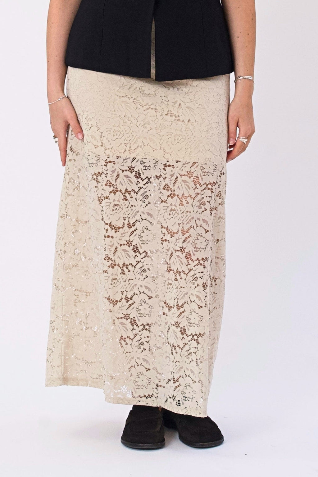Amara Lace Maxiskjørt - Lys Beige