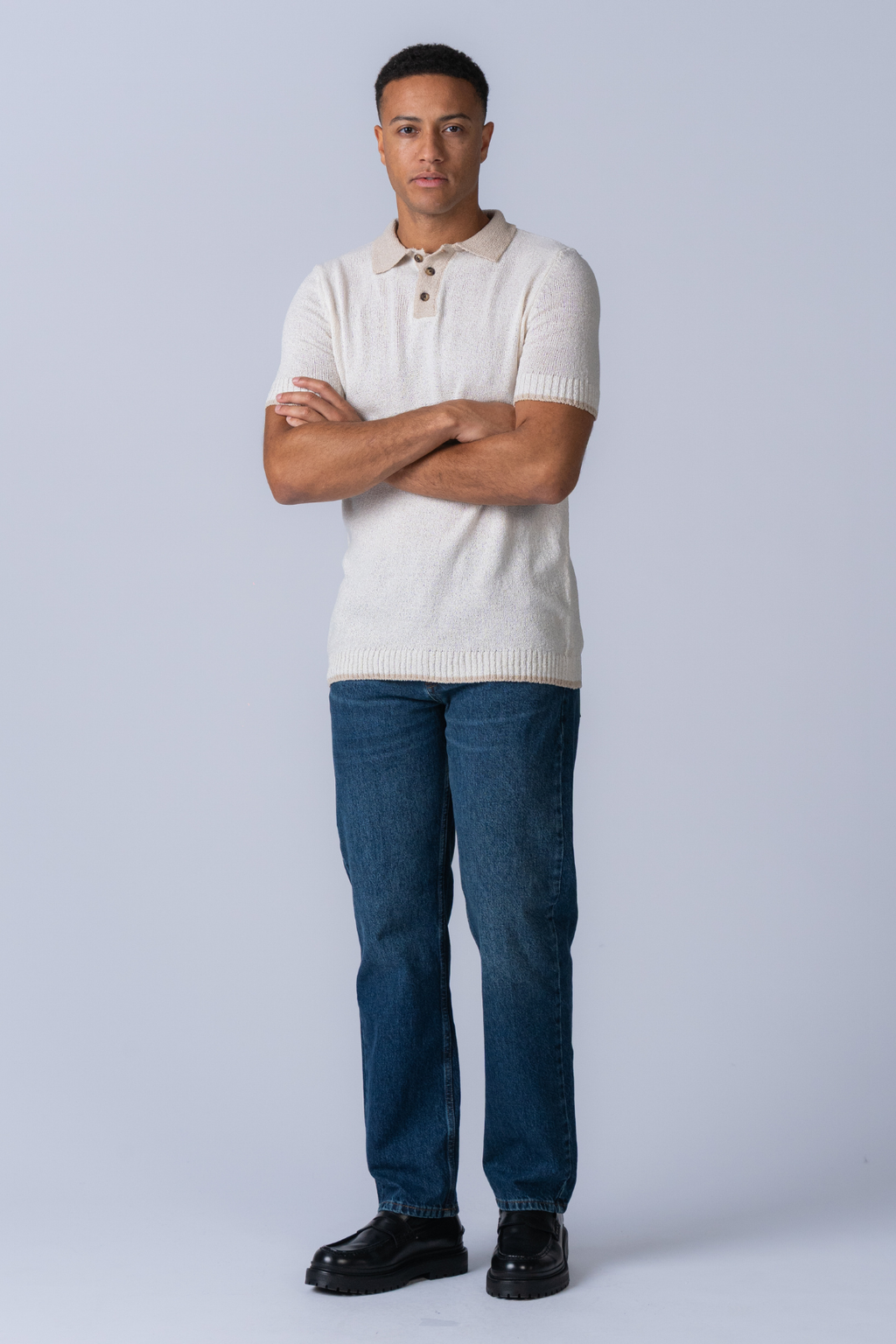 Strikket Pologenser - Ecru