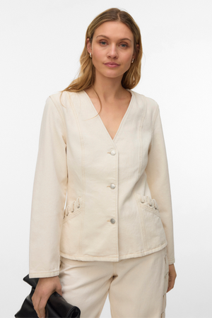 Leva String Ecru Denim Jakke - Ecru