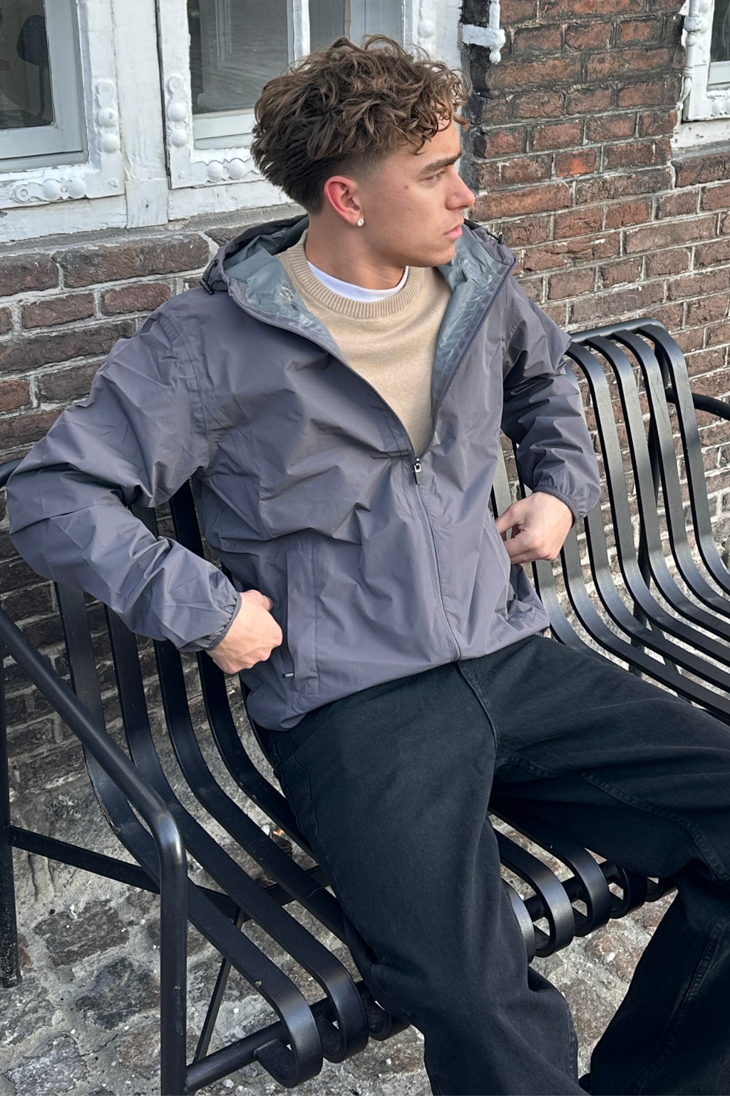 Vindjakke - Mørkegrå