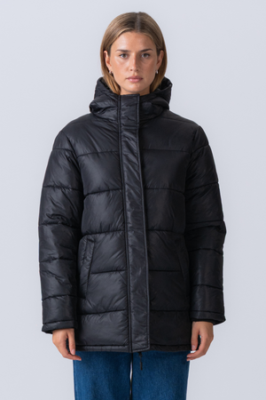 Lang Puffer Jakke - Svart
